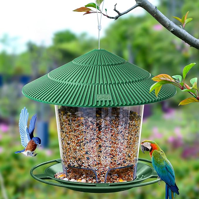 Bird Feeder Outdoor Hanging for Wild Bird Seed, Green