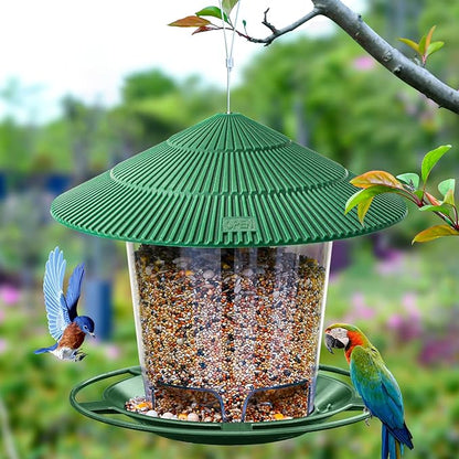 Bird Feeder Outdoor Hanging for Wild Bird Seed, Green