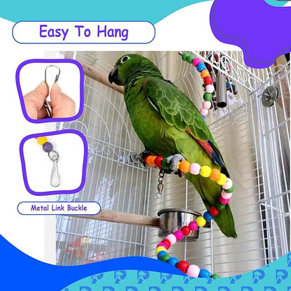 2 PCS 67" Bird Rope - Flexible and Durable Swing Toy for Birds - Spiral Perch for Parakeets, Cockatiels and Parrots - Colorful Adjustable Bird Cage Accessory - Ideal for Exercise and Play