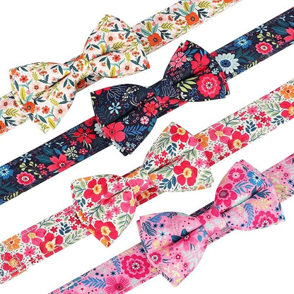 Didog Floral Dog Collar with Bow, Cute Girl Dog Collars with Detachable Bowtie, Soft & Comfy Spring Summer Dog Collar for Small Medium Large Dogs Gift Holiday, Red, L