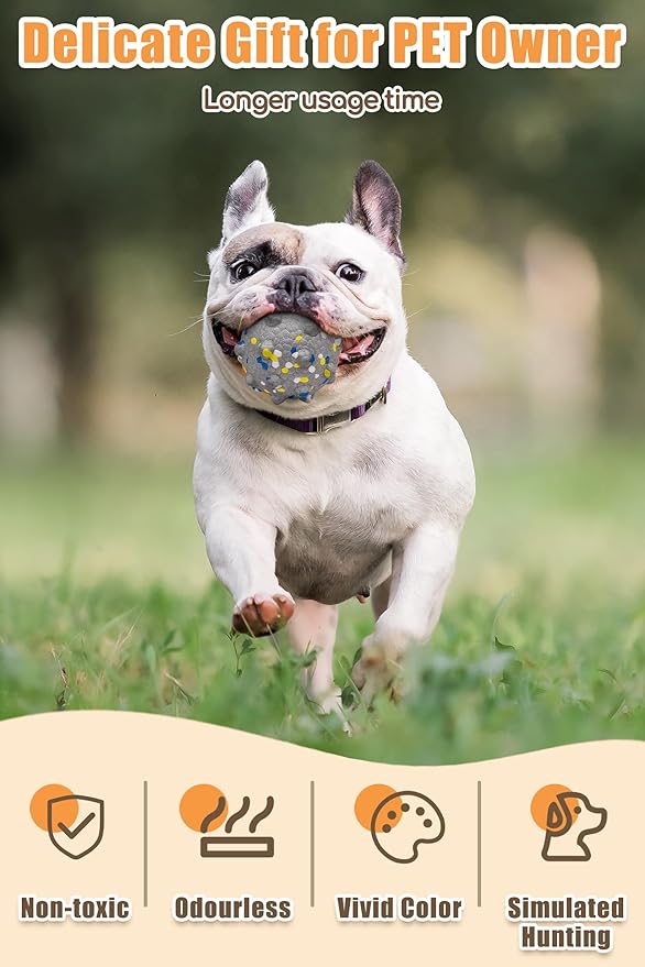 Dog Balls for Aggressive Chewers,Indestructible Tennis Balls for Dogs, Durable Bouncy Dog Toy Balls, Interactive Dog Toys for Fetch Game, Lightweight Floating Balls (Grey Medium)