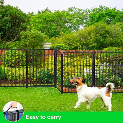 32 in(H) Garden Fence, 4 Panels Total 8.9 Ft(L), 21 in Wide Low Threshold Gate, Temporary Fence for Dogs Outdoor, Fencing for Garden Beds, Heavy Duty Metal Dog Fences, Animal Barrier Fences
