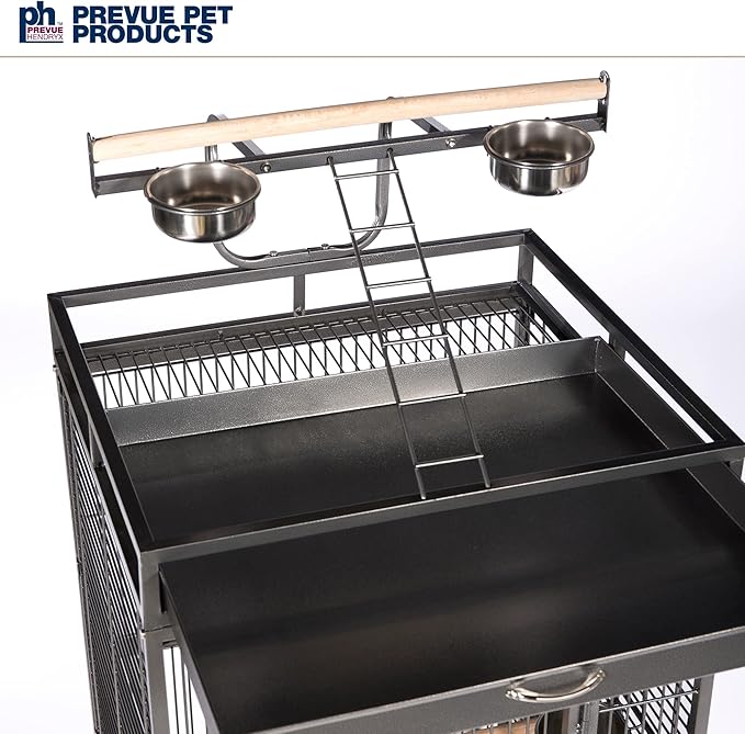 Prevue Pet Products Parrot Playtop Manor Bird Cage with Movable Stand and Activity Play Top for Large Birds