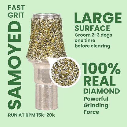 Diamond Dog Nail Grinder Attachment, Diamond Rotory Bit for Dogs&Pets Nail Care, Made for Dremel Grinder for Animals Nail Care & Home Grinder Tools, Samoyed, Fast-grit