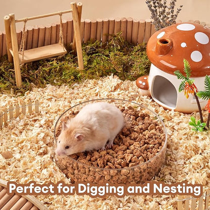 BUCATSTATE Cork Bedding 5L, Natural Hamster Bedding Odor Control for Dwarf Syrian Hamsters, Gerbils, Mice, Low-dust Hamster Substrate with Paper Hideout Box (Grain 4-5mm)