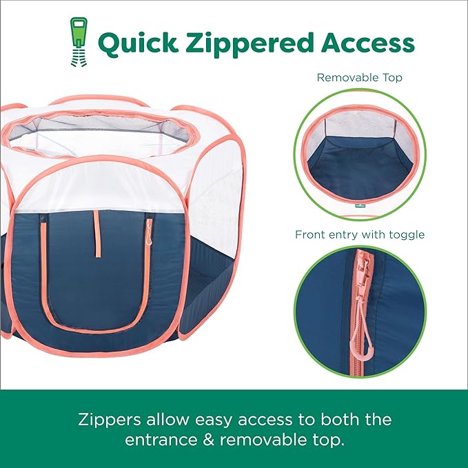 Furhaven Portable Dog Playpen Cat Tent, Pet Playground/Kennel Foldable Indoor Outdoor Zippered Puppy Crate - Navy, Medium