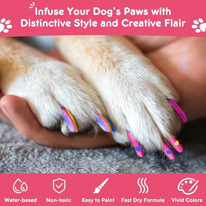 7 Colors Quick Dry Dog Nail Polish Kit Pet Safe Polish Pens for Puppy Nail Art & Paw Care Easy-Apply, Odorless Formula for Dogs & Cats