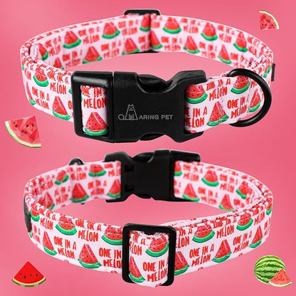 ARING PET Summer Dog Collar-Cute Watermelon Dog Collar for Large Dogs, Adjustable Soft Cotton Girl Dog Collars for Small Medium Large Dogs, Large