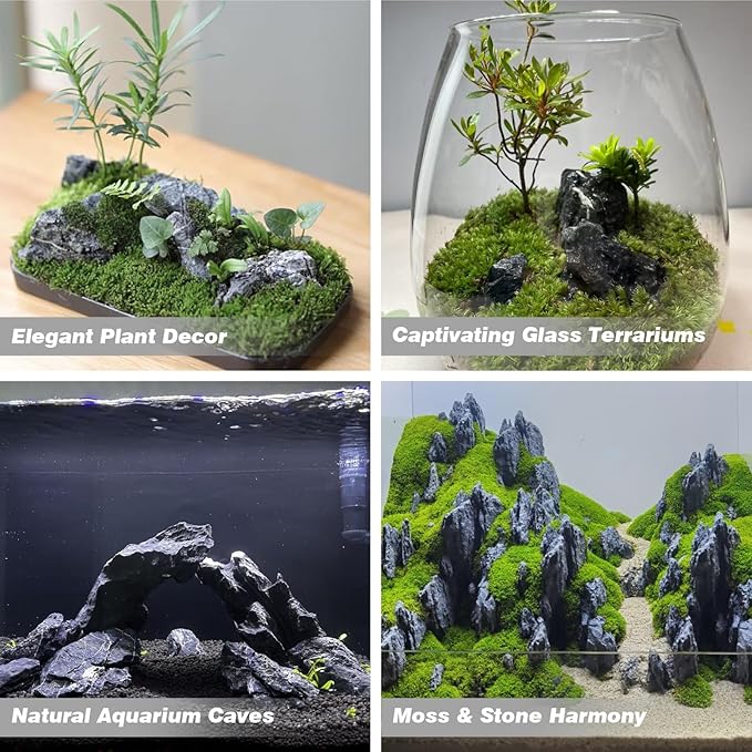 Unocho Seiryu Stone Aquarium Rocks 40LB Natural Fish Tank Rocks for Aquascaping Garden Landscaping Decoration Paludarium Amphibian Enclosures(312 Inches)