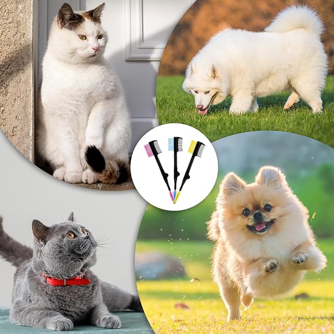 3 Pcs Eye and Tear Stain Grooming Combs - Removing Crust, Mucus, and Fleas for Pets
