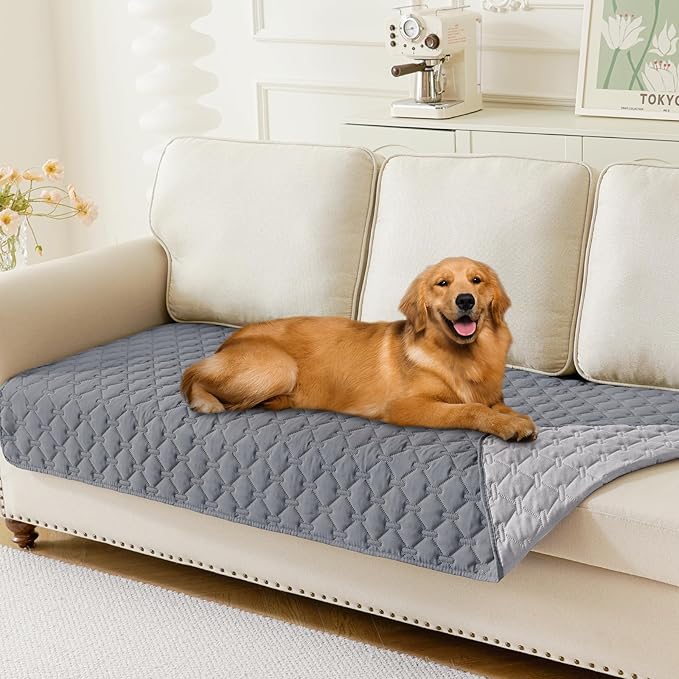 Smiry Waterproof Dog Blanket, Soft Dog Bed Cover Pet Blanket, Reversible Couch Cover for Dogs Washable, Pet Couch Covers for Sofa Furniture Protector for Puppy Cat (30x70 Inch, Grey/Light Grey)