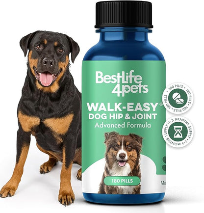 Large Breed Hip and Joint Supplement for Dogs - Premium Natural Joint Support and Mobility Relief Helps Ease Stiffness so Senior Dogs can Climb Stairs, Walk Pain Free and Play Again (180 Tiny Pills)