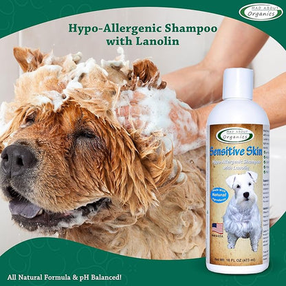 Dog Shampoo for Sensitive Skin - Lanolin-Enriched Formula - pH Balanced to Support Natural Oils - Light Citrus Scent - Suitable for All Dogs - Moisturizes and Softens Coats - 16 oz