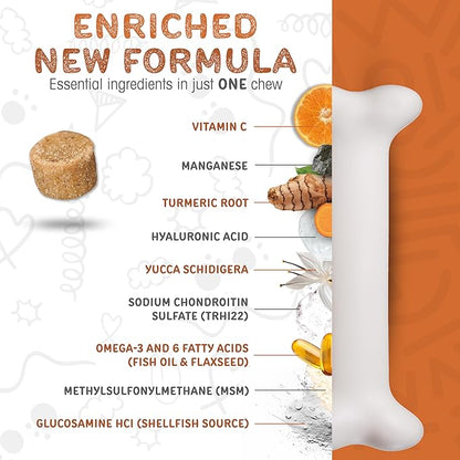 waggedy Hip and Joint Turmeric  Complete Dog Supplements for Joints with Glucosamine, MSM, HA & Omega Fatty Acids  Daily Glucosamine for Dogs to Improve Flexibility & Mobility (120 Dog Chews)