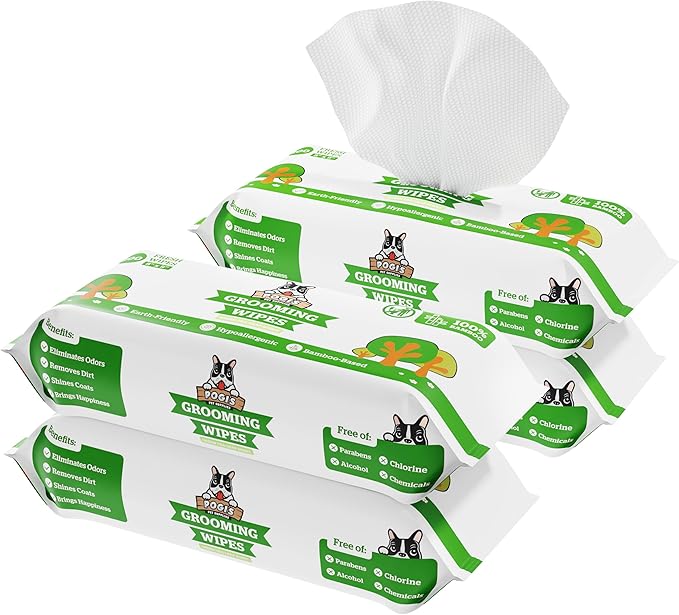 Pogi_ Dog Grooming Wipes  Hypoallergenic Pet Wipes for Paws, Body & Butt  Cleaning & Hydrating, Green Tea Scent, 400-Count