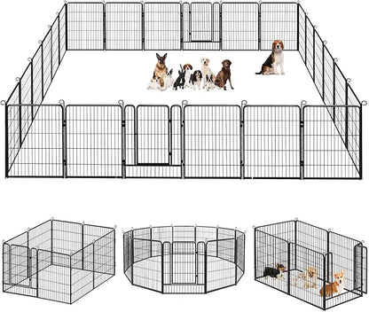 Dog Playpen, 32inch 20 Panels Outdoor Dog Fence Indoor Dog Pen Anti-Rust Pet Puppy Pen Dog Exercise Pen with Lock for Medium Small Dogs, Portable Pet Fence for Yard RV Camping