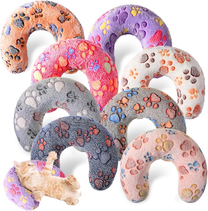 Suzile 8 Pcs Pillow for Cats Dog Neck Pillows Puppy Cat Bed Soft Pillow Fluffy Pet Calming Pillow Half Donut U Shaped Pet Neck Pillow Training Pillow Joint Relief Cervical Protection(Medium)