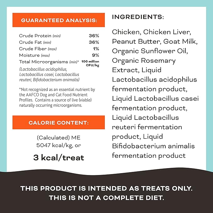 Primal Freeze Dried Dog Treats; Chicken & Peanut Butter Dog Treats with Goat Milk for Dogs, You're My Butter Half, Grain Free Training Treats for Dogs with Probiotics, 2 oz