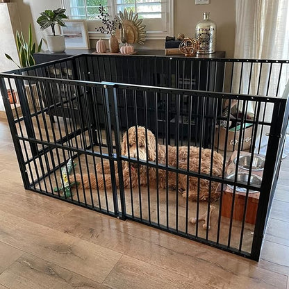 Dog Playpen - 32" Height Dog Pen, Heavy Duty Puppy Pen with Door, Safe & Sturdy, Easy Assemble for Indoor/Outdoor Pet Playpen (6 Panels with Door, Black)
