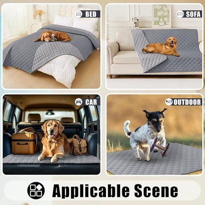 Smiry Waterproof Dog Blanket, Soft Dog Bed Cover Pet Blanket, Reversible Couch Cover for Dogs Washable, Pet Couch Covers for Sofa Furniture Protector for Puppy Cat (68x82 Inch, Grey/Light Grey)