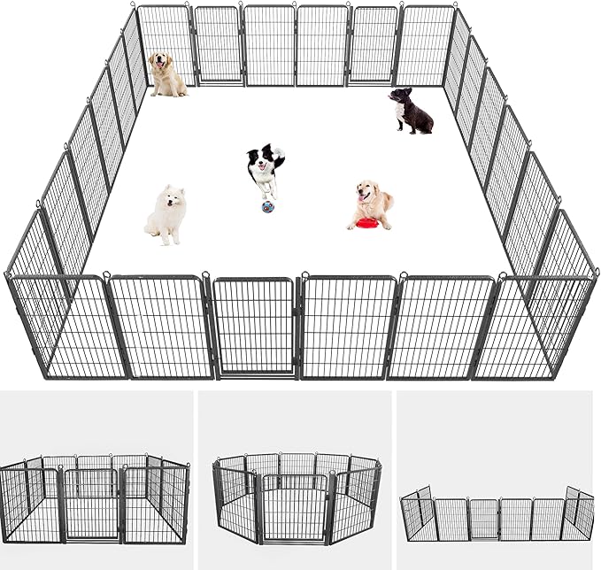 Dog Playpen with Extra Large Door Dog Fence Outdoor for Yard Indoor Dog Pen 40inch 20 Panels Dog Pens Outside Anti-Rust Pet Fence Portable Dog Fence for RV Camping Yard