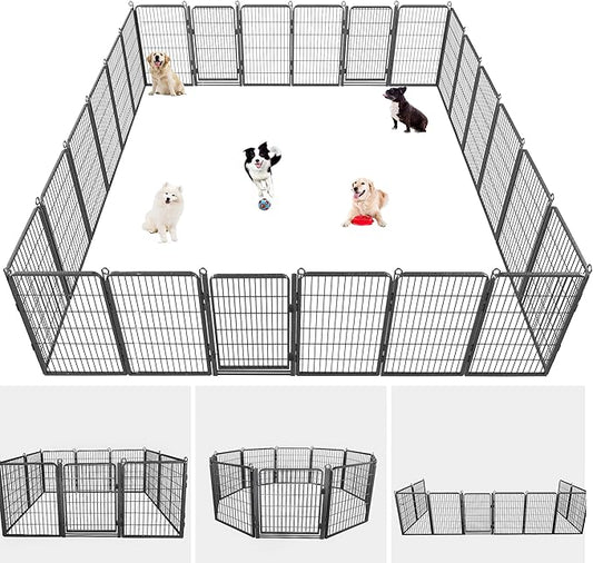 Dog Playpen with Extra Large Door Dog Fence Outdoor for Yard Indoor Dog Pen 40inch 20 Panels Dog Pens Outside Anti-Rust Pet Fence Portable Dog Fence for RV Camping Yard