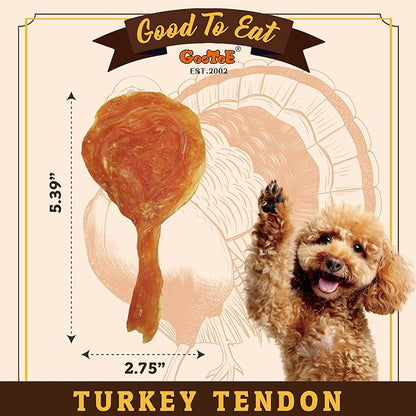 Gootoe Turkey Tendon Dog Treats, Lollipop (S) 6 Pieces per Pack, 100% USA Sourced Turkey, Natural Snack, Premium Puppy Chews, Hypoallergenic, Reseal Value Bags, Size for Small Dogs