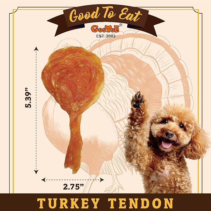 Gootoe Turkey Tendon Dog Treats, Lollipop (S) 6 Pieces per Pack, 100% USA Sourced Turkey, Natural Snack, Premium Puppy Chews, Hypoallergenic, Reseal Value Bags, Size for Small Dogs