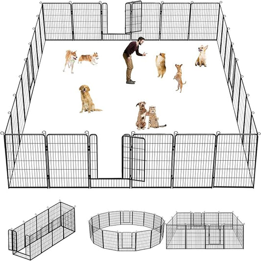 Dog Playpen, 40 inch Height 34 Panels Heavy Duty Dog Fence Pet Playpen with Door, Anti-Rust Dog Exercise Pen with Lock, Portable Pet Fence Outdoor for Yard RV Camping