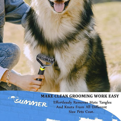 Dog Brush for Shedding Safe Blade Undercoat Rake for Dogs Reduce Knots&Matted&Tangles Easily for Large or Small Long Hair Dogs and Cats.