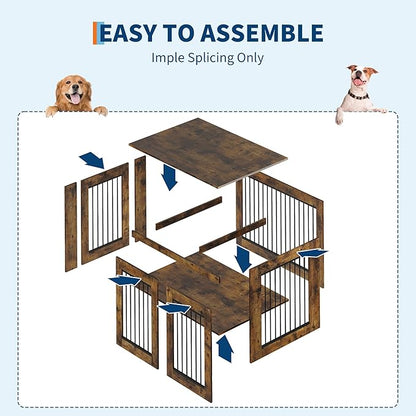 42.1" L Dog Crate Furniture, Stylish Dog Cage for Indoor Use, End Table Wooden Dog Kennel for Large Dogs, Functional and Heavy Duty Dog Kennel Furniture