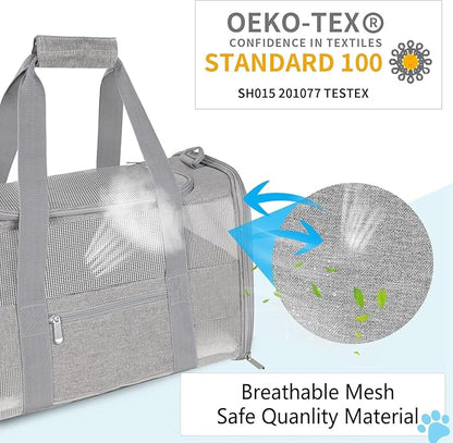 Cat Carrier for Cats, Soft Side Pet Carrier for Cats Small Dog, Collapsible Travel Dog Carrier Bag, Oeko-TEX Certified TSA Airline Approved Cat Carrier Backpack for Cats 15 lbs (Gray)