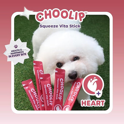Squeeze Vita Stick Lickable Cat and Dog Treats – 7-Count Heart Support Sticks with Multivitamins, Soft Squeezable Paste for All Life Stages, Supporting Heart Health