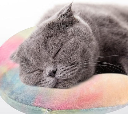 Dog Pillow, U-Shaped Dog Calming Pillow for Pet, Soft Dog Neck Pillow Machine Washable Dog Bed Pillow for Dog and Cat Enhance Sleep Quality(Tie-dye Pink Blue, Small)
