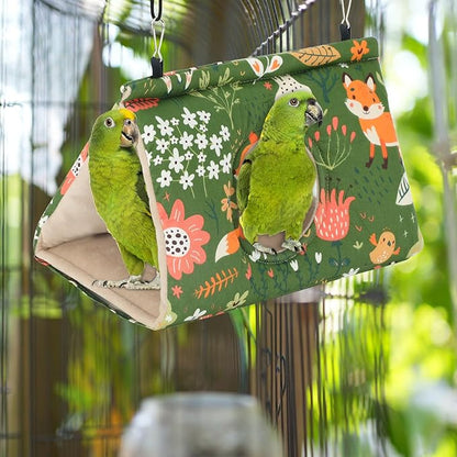 Rypet Winter Warm Bird Nest House - Hanging Hammock Velvet Shed Hut Cage Plush Fluffy Birds Hideaway Sleeping Bed Fuzzy for African Grey Cockatoo and Other Amazon Parrot Largeï¼_reenï¼