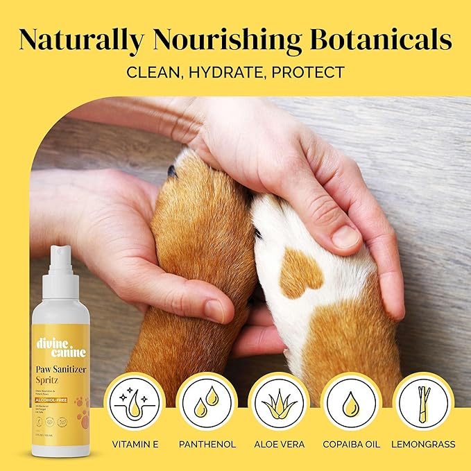 Dog Paw Cleaner - 5.1 Fl Oz of Alcohol Free Paw Sanitizer Spritz - Made with Aloe, Copaiba Oil, and Lemongrass Oil to Nourish and Clean Paws - Made in The USA