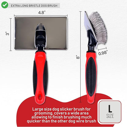 Dog Slicker Brush - Large - Protective Ball Tipped Pins Massages Pet Skin - Professional Groomer Dog Brush for Goldendoodle (Large)