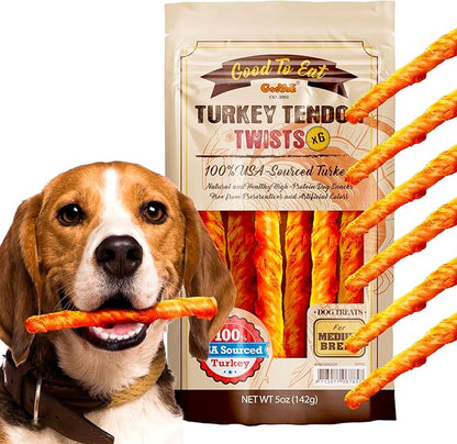 Gootoe Turkey Tendon Wrapped Chicken Stick  100% USA-Sourced, Natural Snack, Premium Training Chews, Hypoallergenic, Rawhide-Free, Reseal Value Bags, Size for Small Dogs, Twists (Medium) 6 Unit/Pack