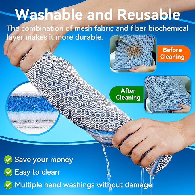 Aquarium Filter Media Sponge Pad, Multi-Layer Foam Filter Floss for Fish Tank Filters Accessories (15.75"x11.81"x0.6", 2 Pack)