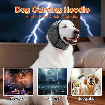 YHY Dog Ear Muffs for Noise Anxiety Protection | Calming Hoodie Design for Grooming, Bathing, Drying, Swimming & Fireworks Relief Dog Ear Covers | No-Shake Ear Wrap Helps Prevent Hematoma (Grey,M)