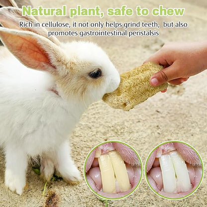BNOSDM Bunny Chew Toys Natural Loofah 4PCS Bunny Teeth Grinding Toy Rabbit Fiber-Rich Treats Pet Entertainment Accessories for Rabbits Chinchillas Guinea Pig（L）