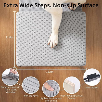 Dog Stairs for Large and Small Dogs, Extra Wide Metal Frame Dog Steps for Bed and Couch, Stable and Durable (Light Grey, 20.9‘’H (Extra Wide), 3)
