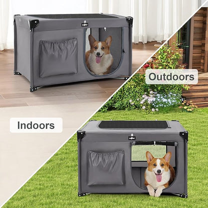 Dog Playpen, Oxford Fabric Dog Crate, Collapsible Portable Dog Crate for Dogs and Cats, Dog Pen with Carrying Bag, Cat Pet Playpen for Indoor, Outdoor, Travel Camping