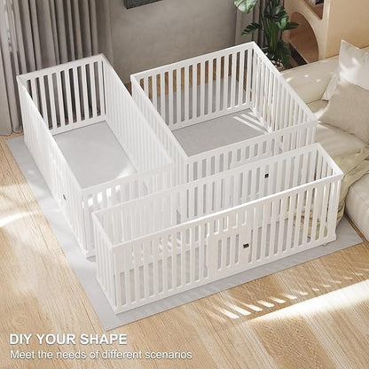 Dog Playpen with Door, 12 Panels Puppy Playpen, 25.6 H Dog Pen for Small Cats and Dogs, Pet Fence for Indoor & Outdoor, Non-Slip Pet Gate Made of Strong Plastic, White