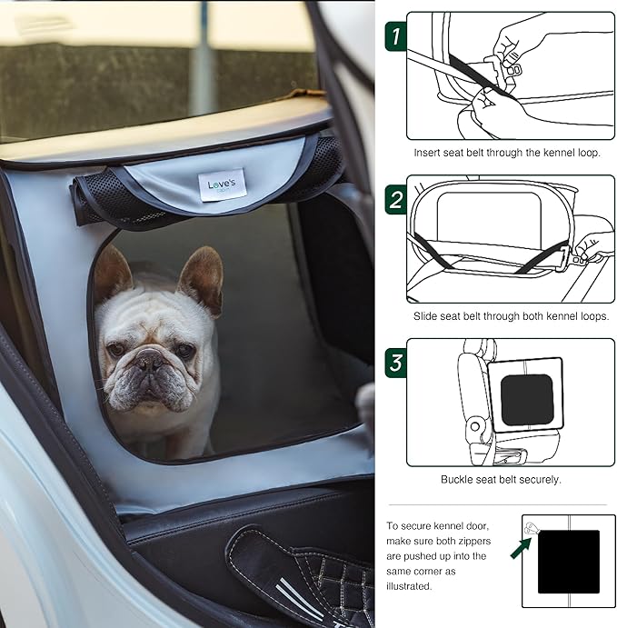 Love's cabin 44in Portable Large Dog Bed - Pop Up Dog Kennel, Indoor Outdoor Crate for Pets, Portable Car Seat Kennel, Cat Bed Collection, Grey