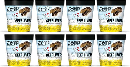 Zora's Best Friendz 100% Human Grade Freeze Dried Beef Liver Dog Treats, 3 oz. - Small, Medium & Large Dogs, Healthy, Grain-Free, Gluten-Free, No Preservatives, Made in The USA (8 Pack, Beef Liver)