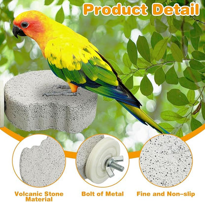PINVNBY 4 PCS Bird Perches Calcium Parrot Perch Stand Bird Beak Grinding Stone Foot Claws Trimmer Parrot Chewing Toys Bird Cage Accessories for Budgie Cockatiel Conure Lovebird Finch