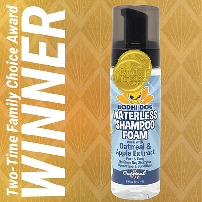 Bodhi Dog Waterless Foaming Shampoo - Dry Shampoo for Bathless Cleaning, No Rinse Required - Natural, Gentle Cleaner for Sensitive Skin - Made in USA (8 Fl Oz)