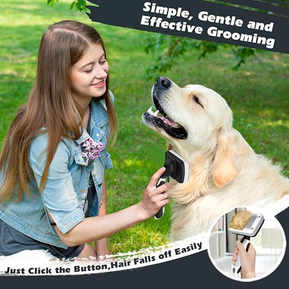 3PCS Dog Brush I Dog Brush for Shedding I Deshedding Dog Brush I Dog Bath Brush I Slicker Brush For Dogs I Dog Comb I Premium Pet Supplies (White Black)