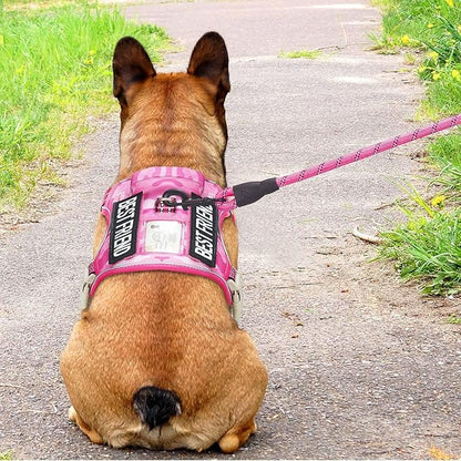 Heavy Duty Tactical Dog Harness for Small Dogs, No Pull Adjustable Pet Harness Reflective Service Training Easy Control Pet Vest Military K9 Working Dog Harnesses- Small, Pink Camo